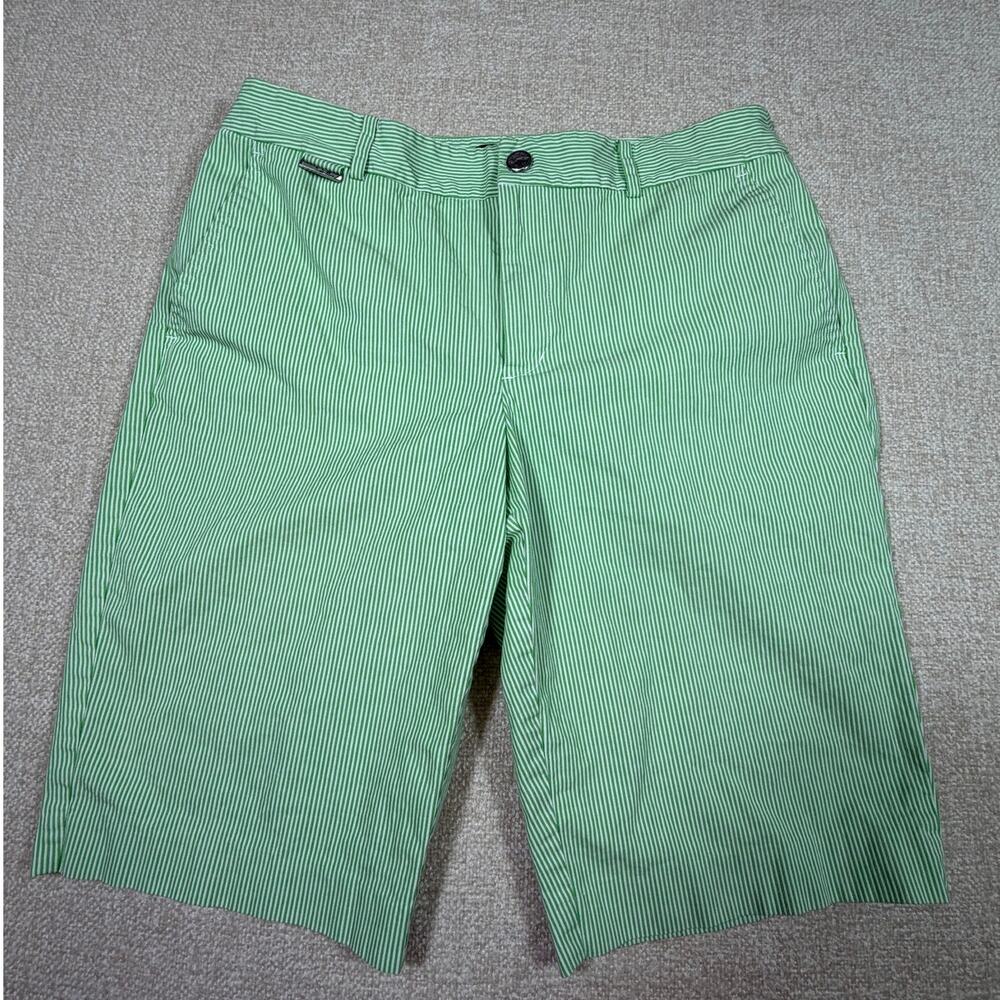 Lauren Ralph Lauren Women 6 Green White Stripe Walking Resort Preppy Shorts